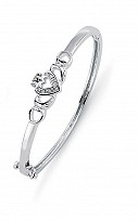 Children's 925 Sterling Silver Cubic Zirconia Claddagh Bangle