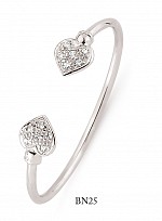 Children's 925 Sterling Silver Cubic Zirconia Heart Bangle