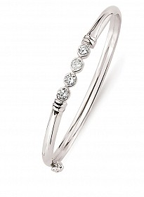 Children's 925 Sterling Silver 4 Stone Rubover Bangle