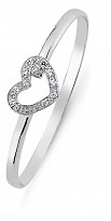 Children's 925 Sterling Silver Cubic Zirconia Heart Bangle
