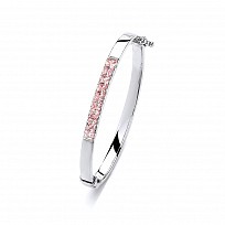 Children's 925 Sterling Silver Pink Cubic Zirconia Bangle