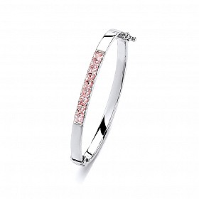 Children's 925 Sterling Silver Pink Cubic Zirconia Bangle