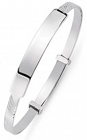 Children's 925 Sterling Silver ID Expandable Diamond Cut Bangle