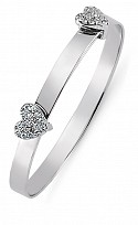 Children's 925 Sterling Silver CZ Heart Expandable Bangle