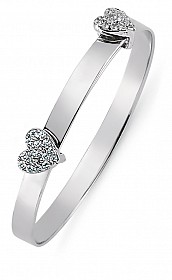 Children's 925 Sterling Silver CZ Heart Expandable Bangle