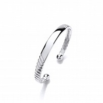 925 Sterling Silver Kids Fancy ID Torque bangle
