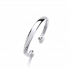 925 Sterling Silver Kids Fancy ID Torque bangle