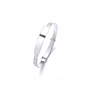 Children's 925 Sterling Silver Expandable ID Bangle With Dolphin Design