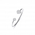 925 Sterling Silver Baby CZ Pave Set Heart Torque Bangle