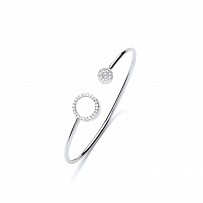 925 Sterling Silver Baby CZ Fancy Torque Bangle