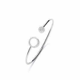 925 Sterling Silver Baby CZ Fancy Torque Bangle