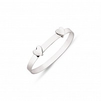 925 Sterling Silver Kids Expandable Fancy Heart Bangle