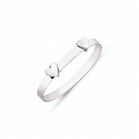 925 Sterling Silver Kids Expandable Fancy Heart Bangle