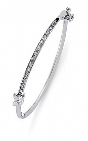 Children's 925 Sterling Silver Cubic Zirconia Butterfly Bangle