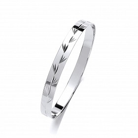 Silver Rhodium Plated Diamond Cut Slave Bangle 55 x 55mm