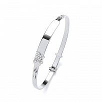 Silver CZ Butterfly Childs Expanable Bangle