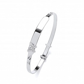 Silver CZ Butterfly Childs Expanable Bangle