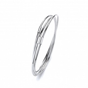 925 Sterling Silver Rhodium Plated Russian Bangle