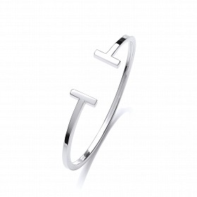 Silver Adjustable Double Bar Bangle