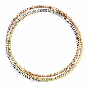 925 Sterling Silver 3 Colour Bead Russian Bangle