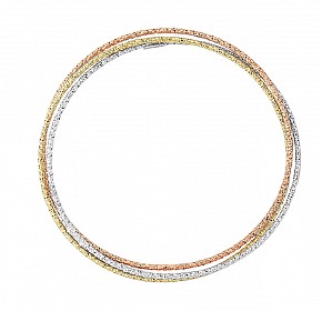 925 Sterling Silver 3 Colour Frosted Russian Bangle
