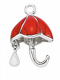 925 Sterling Silver Red Enamel Umbrella Charm