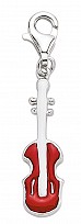 925 Sterling Silver Enamel Red Guitar Charm
