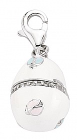 925 Sterling Silver Enamel Open Egg Charm