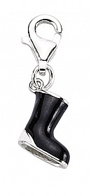 925 Sterling Silver Black Enamel Ugg Boot Charm