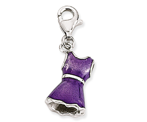 925 Sterling Silver Purple Enamel Dress Charm