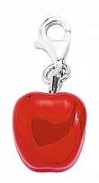 925 Sterling Silver Enamel Red Apple Charm