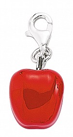 925 Sterling Silver Enamel Red Apple Charm