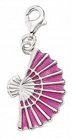 925 Sterling Silver Enamel Purple Fan Charm