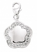 925 Sterling Silver Flower with Cubic Zirconia Charm