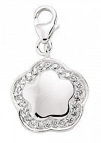 925 Sterling Silver Flower with Cubic Zirconia Charm