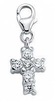 925 Sterling Silver Cubic Zirconia Cross Charm