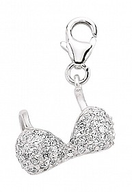 925 Sterling Silver Crystal Bra Charm