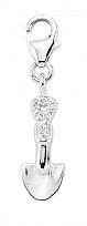 925 Sterling Silver Shovel Charm with Cubic Zirconia Stones