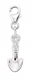 925 Sterling Silver Shovel Charm with Cubic Zirconia Stones
