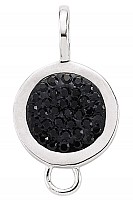 925 Sterling Silver Circle Charm with Black Cubic Zirconia Stones