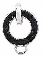 925 Sterling Silver Ring Charm with Black Cubic Zirconia Stones