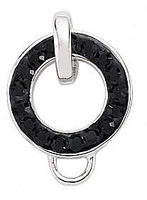 925 Sterling Silver Ring Charm with Black Cubic Zirconia Stones