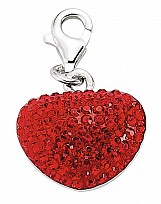 925 Sterling Silver Crystal Ruby Heart Charm
