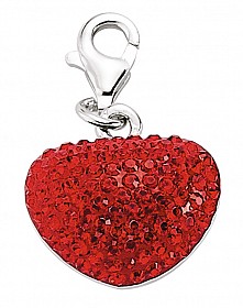 925 Sterling Silver Crystal Ruby Heart Charm