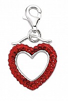 925 Sterling Silver Crystal Ruby Heart Charm