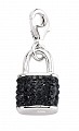 925 Sterling Silver Black Crystal Padlock Charm