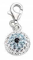 925 Sterling Silver Eye Charm with White & Turquoise Crystal