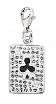 925 Sterling Silver Crystal Ace Of Clubs Charm