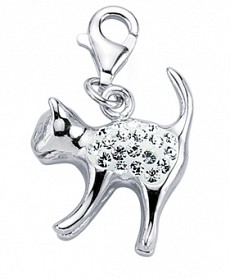 925 Sterling Silver Crystal Dog Charm