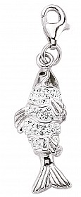 925 Sterling Silver Crystal Fish Charm